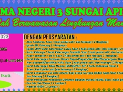 Penerimaan Siswa/i Baru Tahun Pelajaran 2022-2023